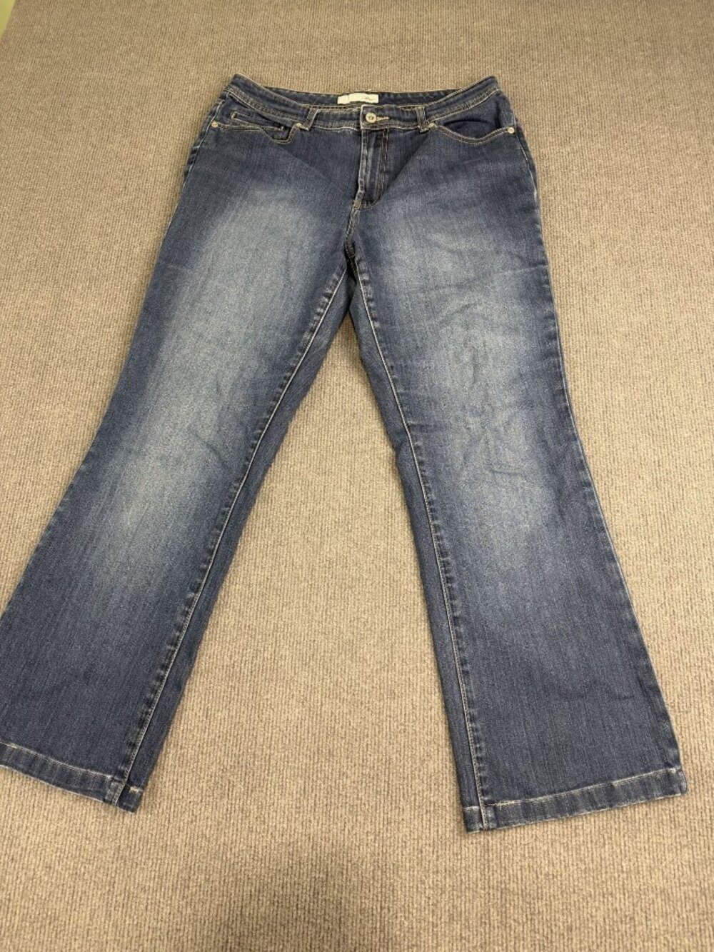 Chicos Platinum Womens Blue Straight Leg Stretch Jeans Size 2
